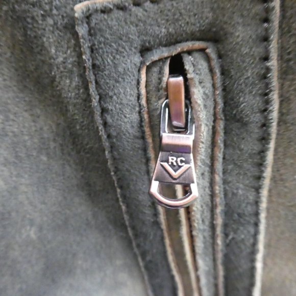 LAMBSKiN Robert Comstock Vertical Leather Jacket Logo Zipper Pockets 2X - Picture 5 of 10